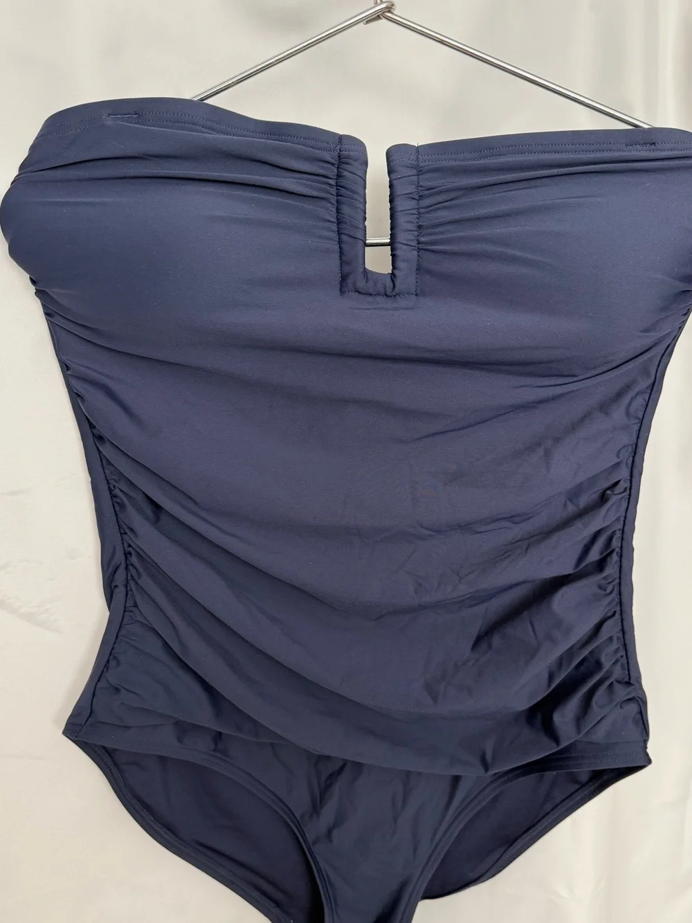 DKNY Navy Strapless Swimsuit with Center Metal Detail Notch - Picture 1 of 3